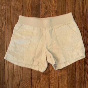 Allen Allen Sz S Tan Linen Comfort Waist Shorts